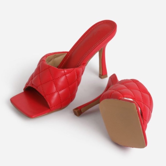 square toe quilted mules